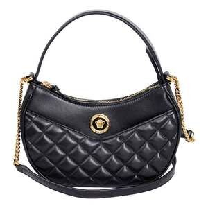 Versace La Medusa Half Moon Hobo Shoulder Crossbody Bag Black